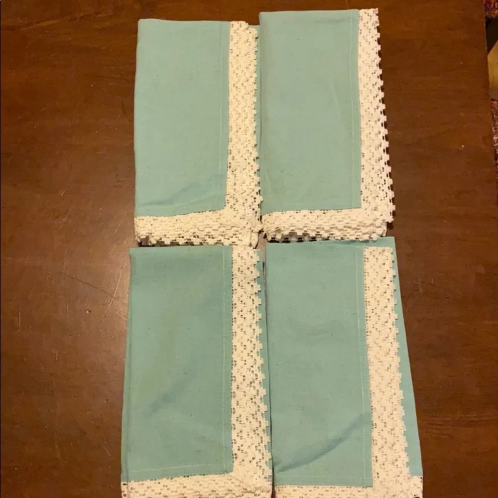 Set 4 new napkins. Robins egg blue